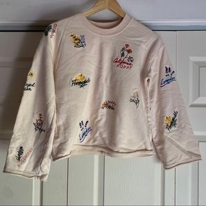 RARE Madewell wild flower embroidered cropped sweatshirts sweater